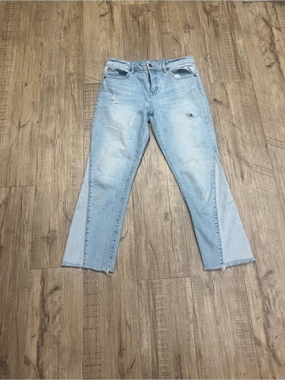 Pistola Two Tone Light Wash Distressed Jeans Women’s Size 27 Raw Hem